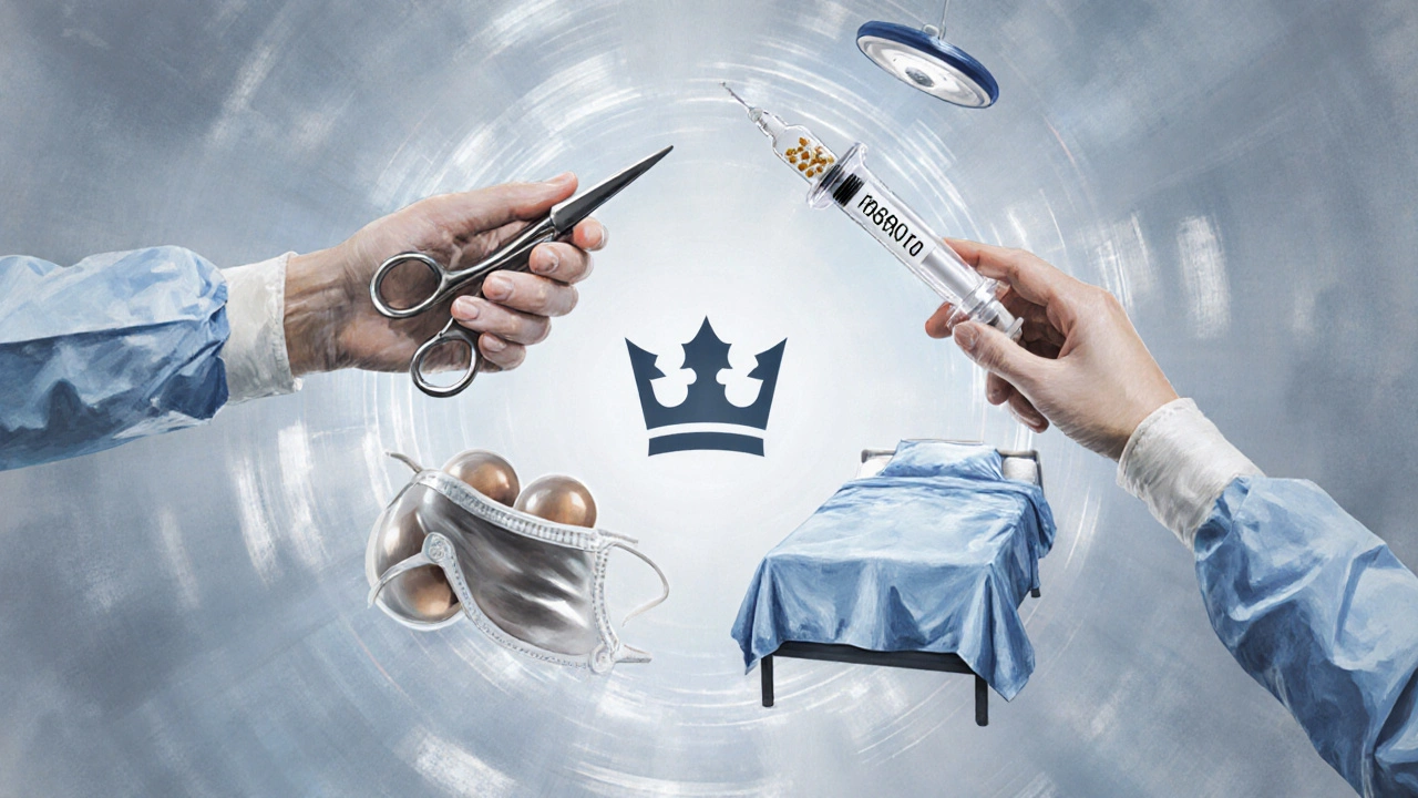 Vizualizace nákladových položek operace – implantát, tuk, anestezie, operační sál.