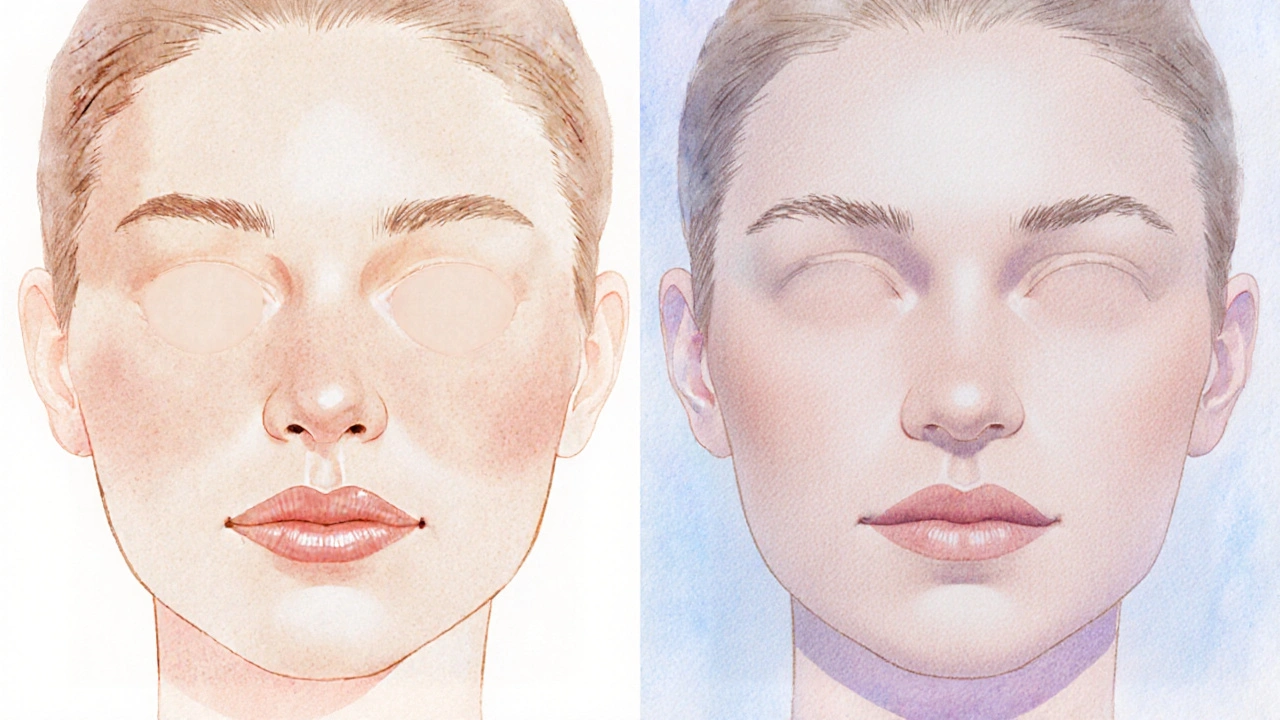 Umělecké srovnání před a po liposukci obličeje: měkké kontury vs. vymezená čelist.