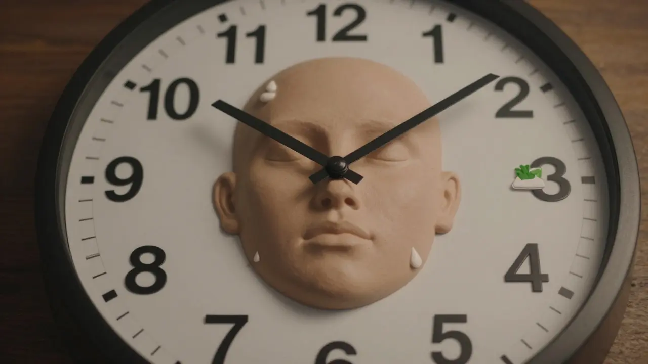 Hodiny symbolizují změnu obličeje během 30 dní hubnutí.