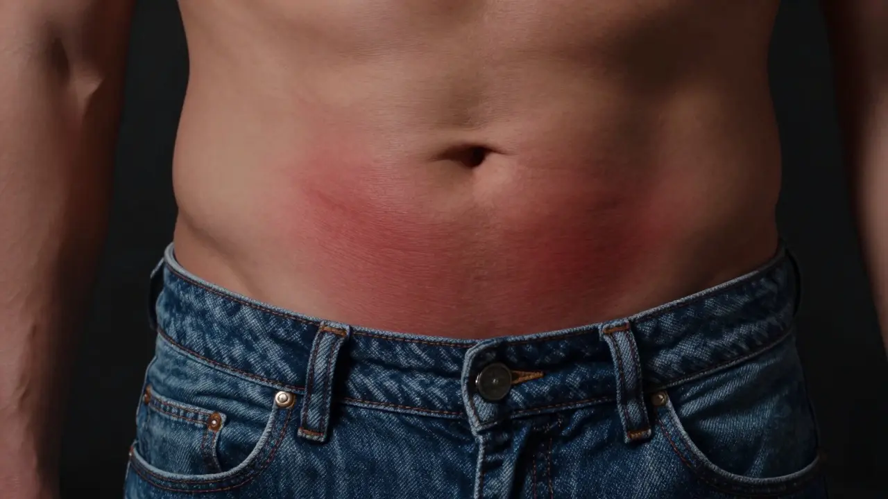 Těsné džíny stlačují řez na břiše, způsobují bolest a zpomalují hojení.