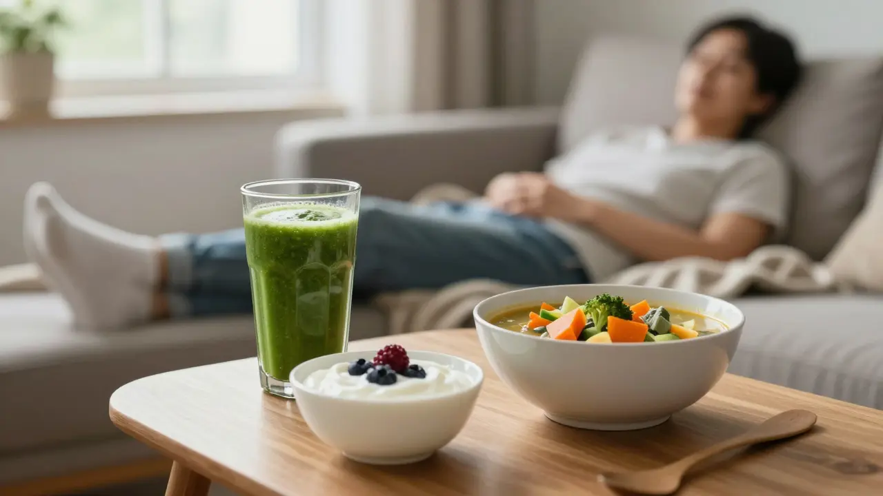 Tekutá a rozmačkaná strava pro zotravení po operaci brady.