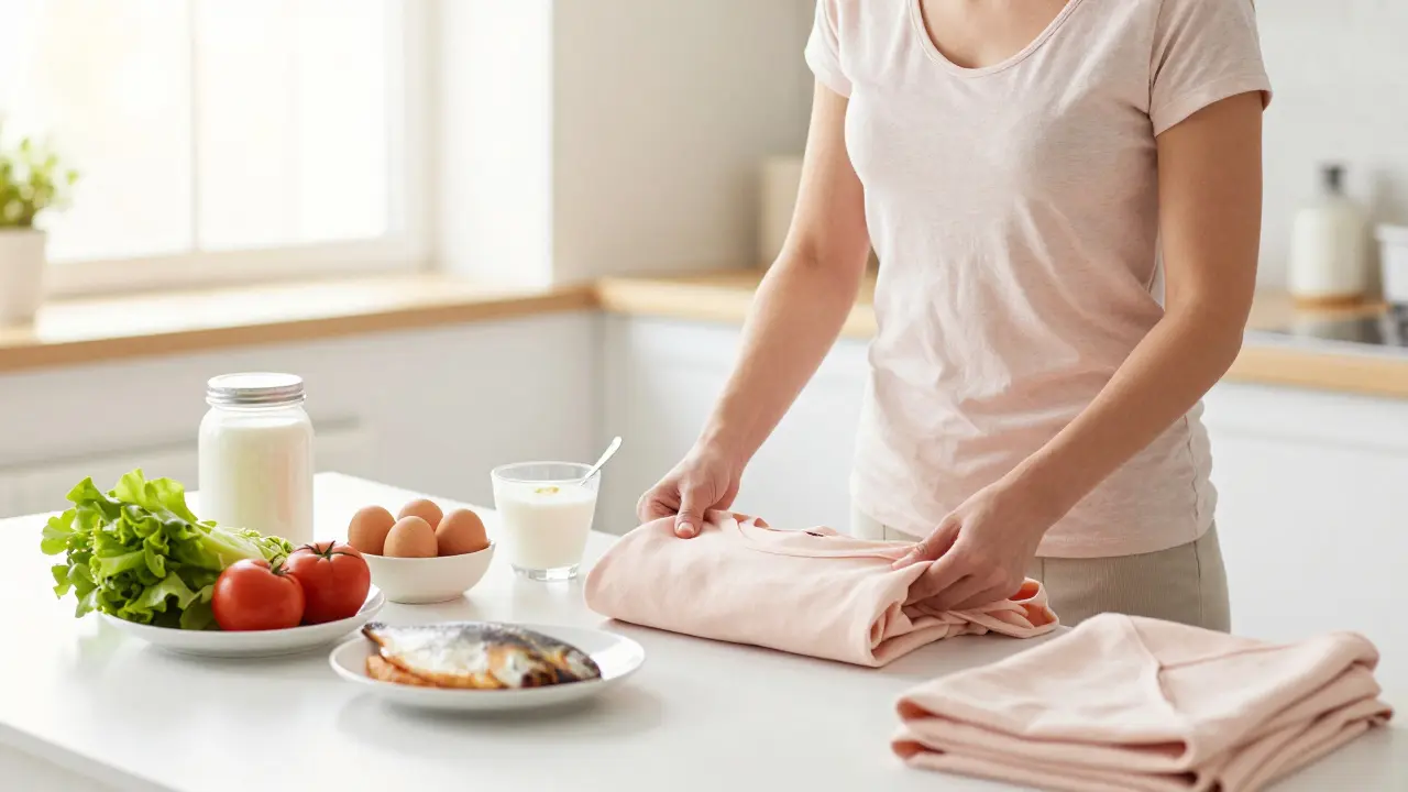 Příprava zdravé stravy a oblečení před chirurgickým zákrokem