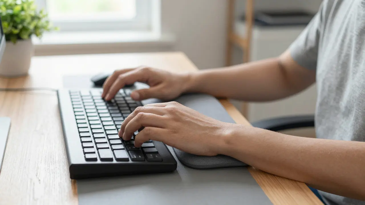 Ergonomické pracoviště s rovnými zápěstími pro prevenci