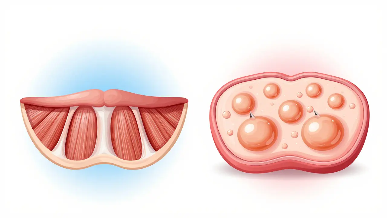 Srovnání anatomie rtů: přirozené tkáně versus filler