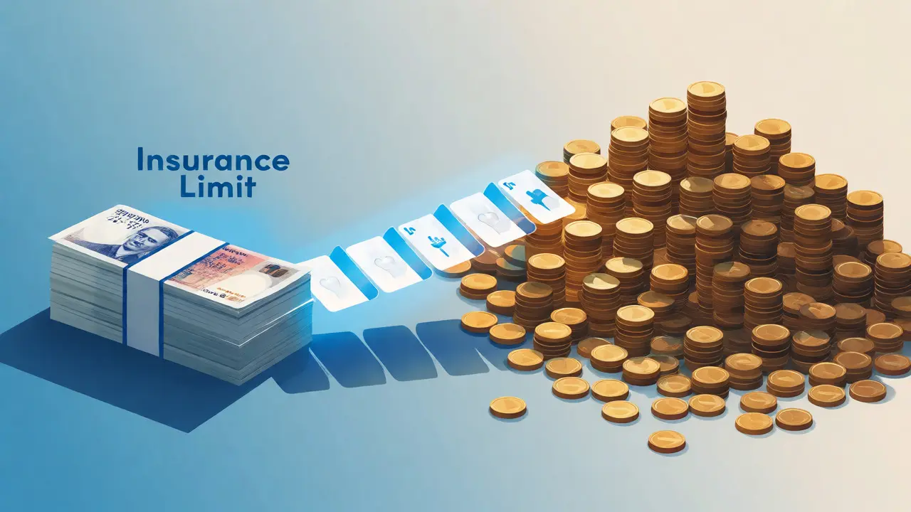 Ilustrace finančního rozdílu mezi limitem pojištění a cenou operace.