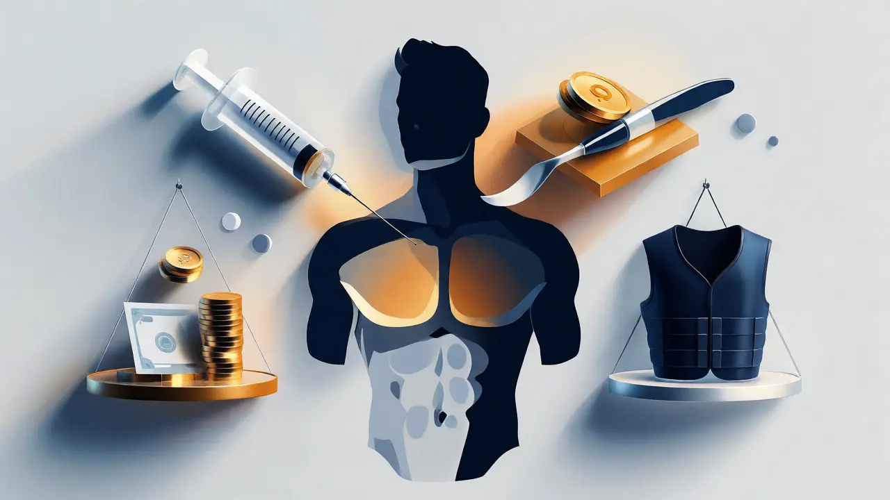 Konceptuální ilustrace rozkladu nákladů na operaci gynekomastie