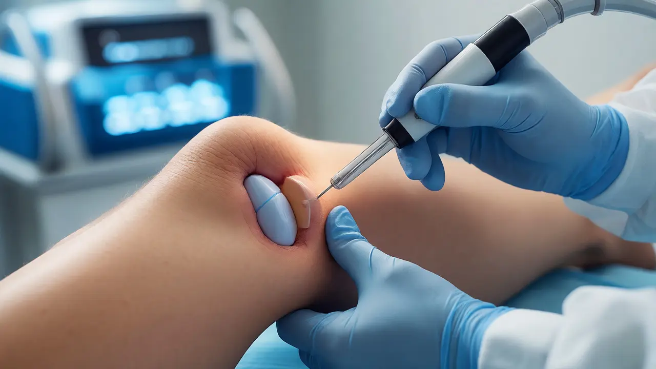 Chirurgický zákrok liposukce v oblasti kolene
